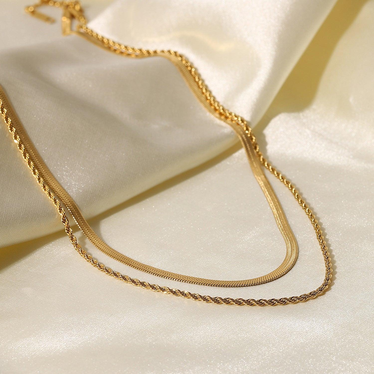 18K Gold - Plated Double - Layered Necklace - Admiresty