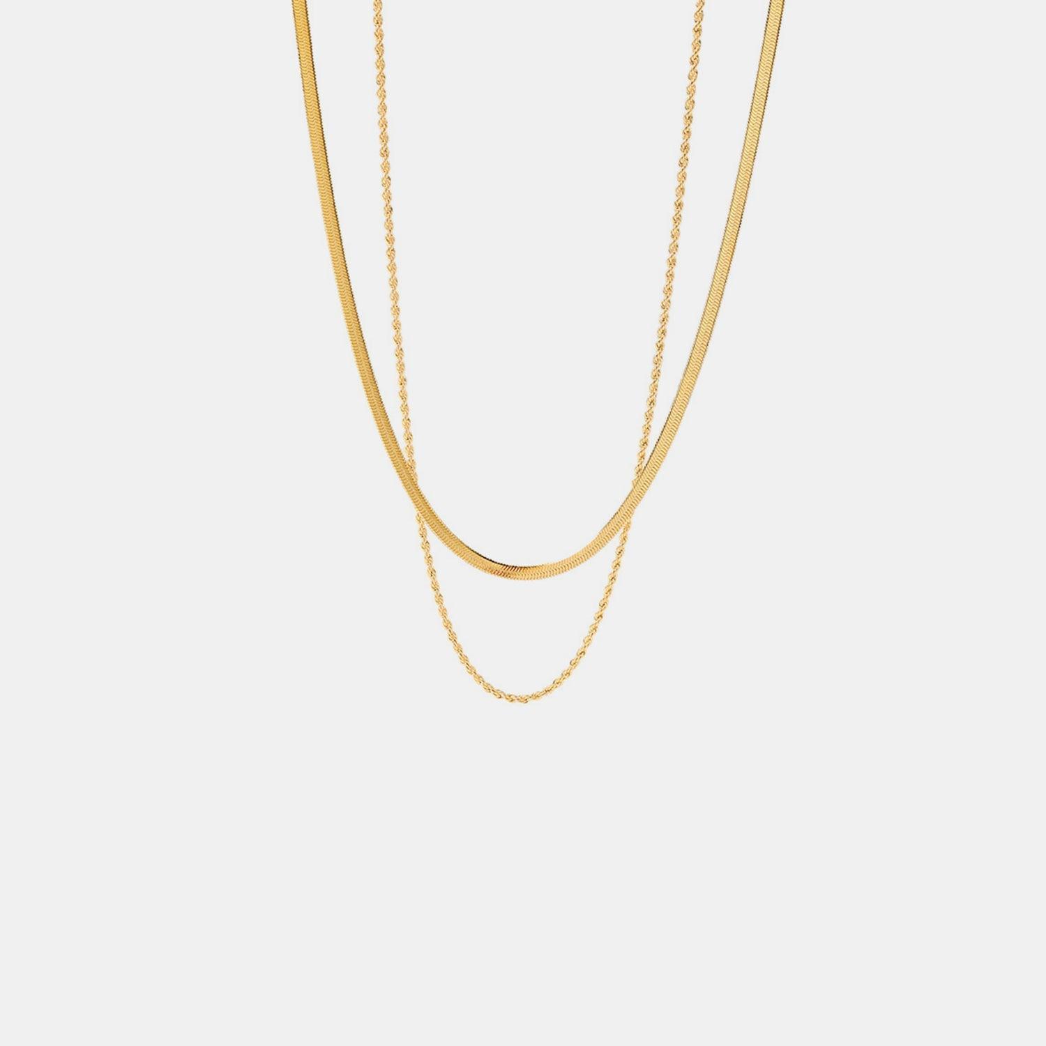 18K Gold - Plated Double - Layered Necklace - Admiresty