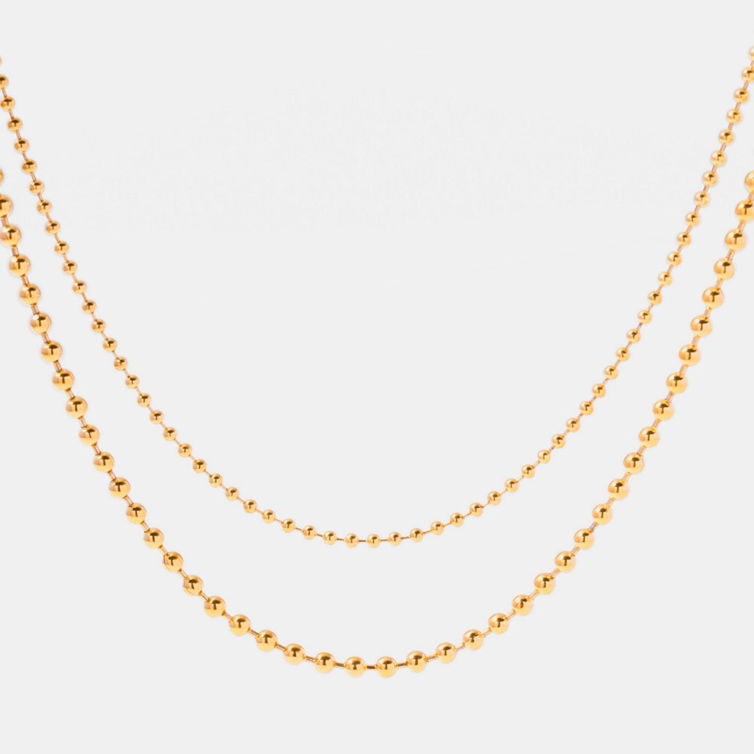 18K Gold - Plated Lobster Closure Bead Necklace - Admiresty