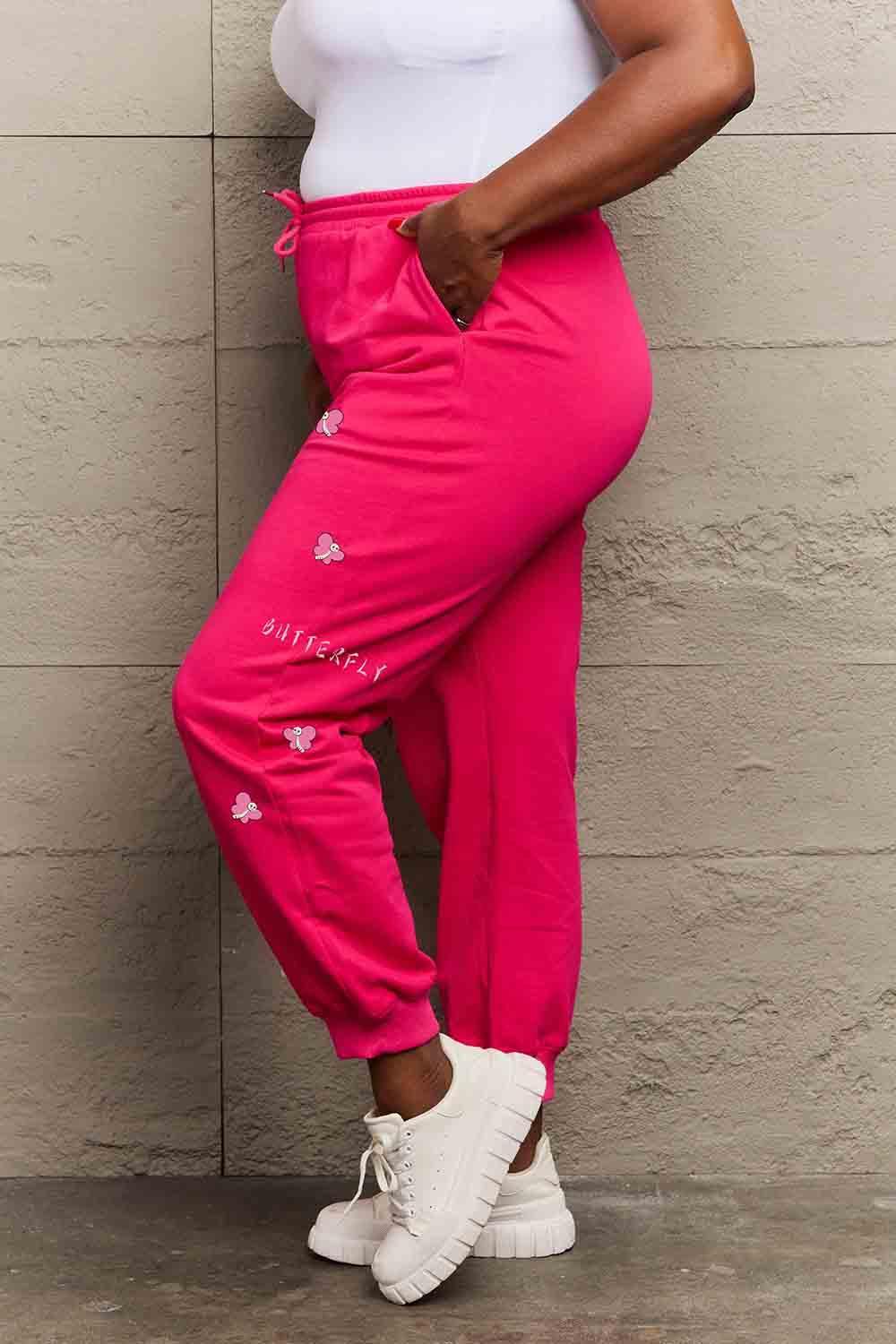 Simply Love Full Size Drawstring BUTTERFLY Graphic Long Sweatpants