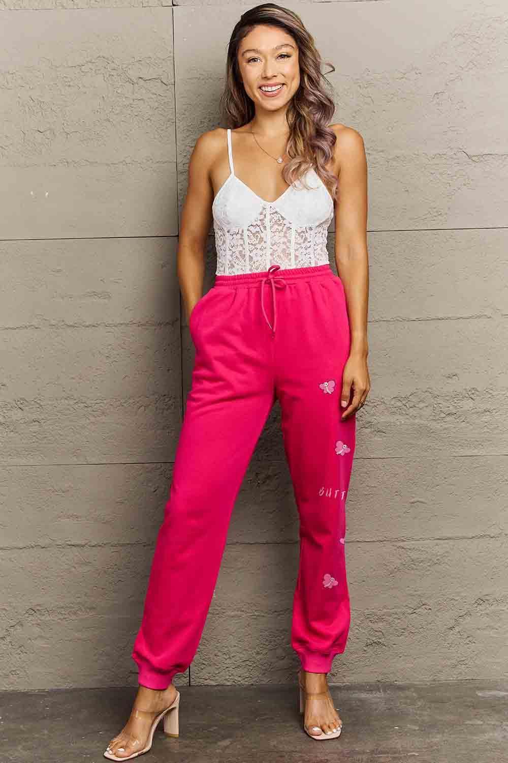 Simply Love Full Size Drawstring BUTTERFLY Graphic Long Sweatpants