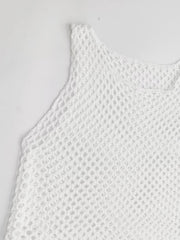 Tassel Hem Hollow Out Sleeveless Cover Up