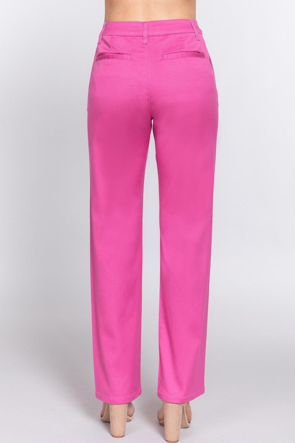 ACTIVE BASIC High Waist Straight Twill Pants - Admiresty