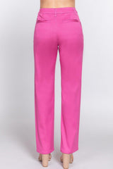 ACTIVE BASIC High Waist Straight Twill Pants - Admiresty
