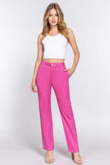 ACTIVE BASIC High Waist Straight Twill Pants - Admiresty