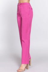 ACTIVE BASIC High Waist Straight Twill Pants - Admiresty