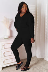 Basic Bae Bamboo Full Size V - Neck Long Sleeve Top and Pants Lounge Set - Admiresty