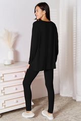 Basic Bae Bamboo Full Size V - Neck Long Sleeve Top and Pants Lounge Set - Admiresty