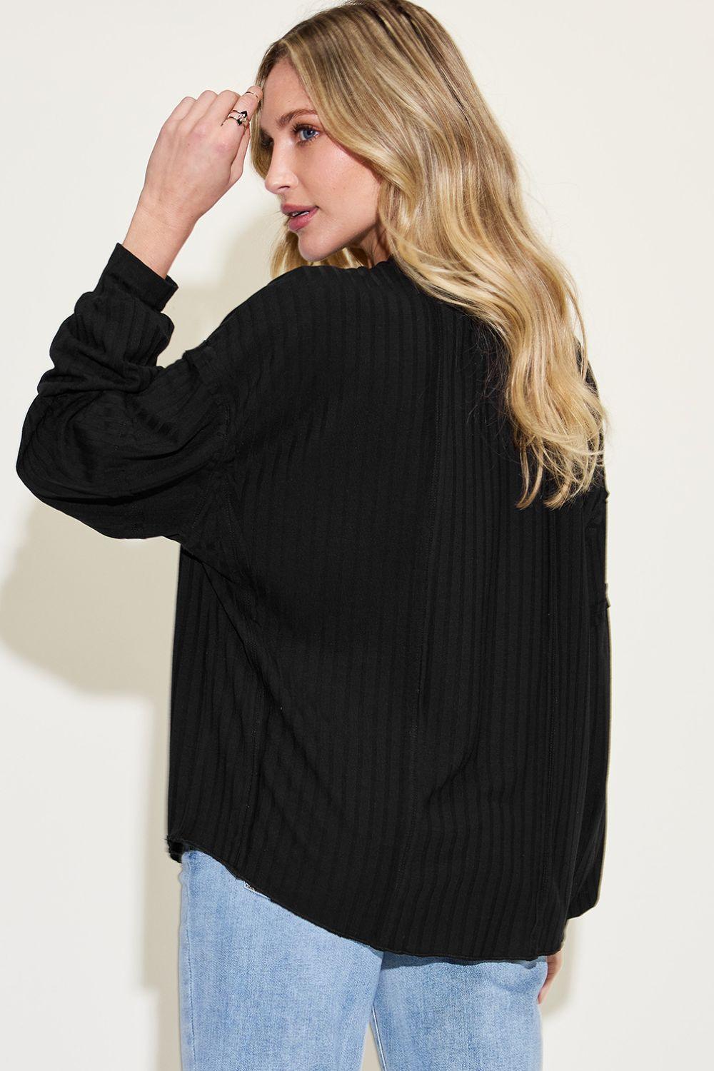 Basic Bae Full Size Ribbed Round Neck Long Sleeve T - Shirt - Admiresty