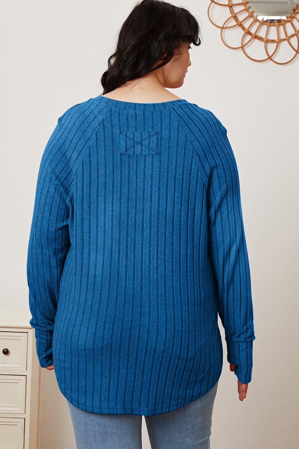 Basic Bae Full Size Ribbed Thumbhole Sleeve T - Shirt - Admiresty
