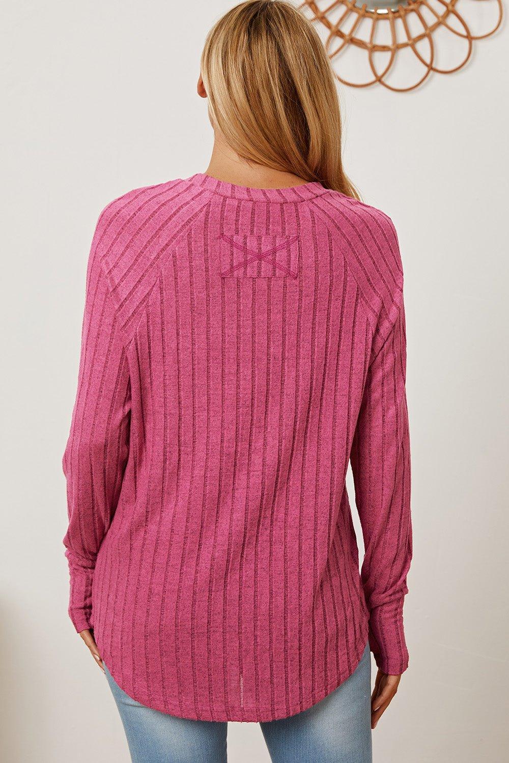 Basic Bae Full Size Ribbed Thumbhole Sleeve T - Shirt - Admiresty