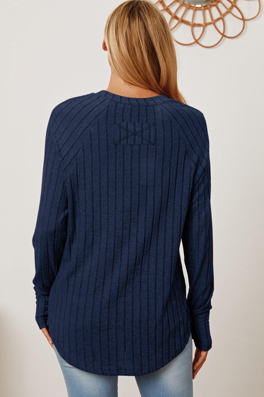 Basic Bae Full Size Ribbed Thumbhole Sleeve T - Shirt - Admiresty