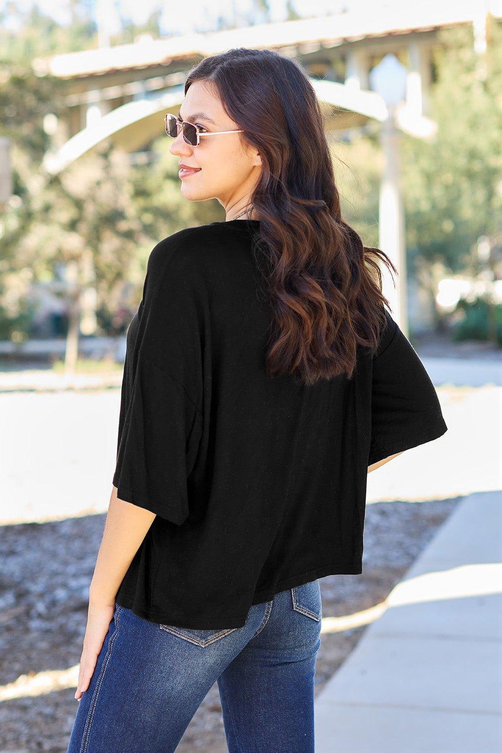 Basic Bae Full Size Round Neck Drop Shoulder T - Shirt - Admiresty
