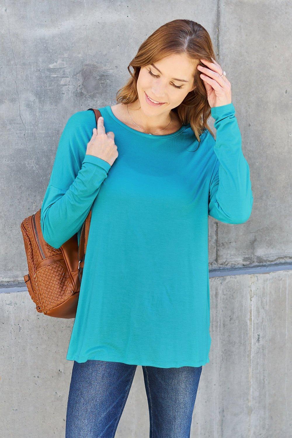 Basic Bae Full Size Round Neck Dropped Shoulder T - Shirt - Admiresty