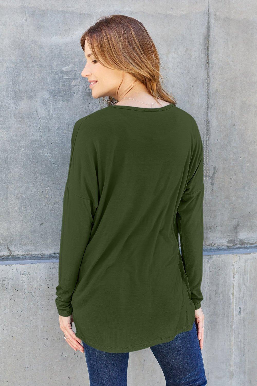 Basic Bae Full Size Round Neck Dropped Shoulder T - Shirt - Admiresty