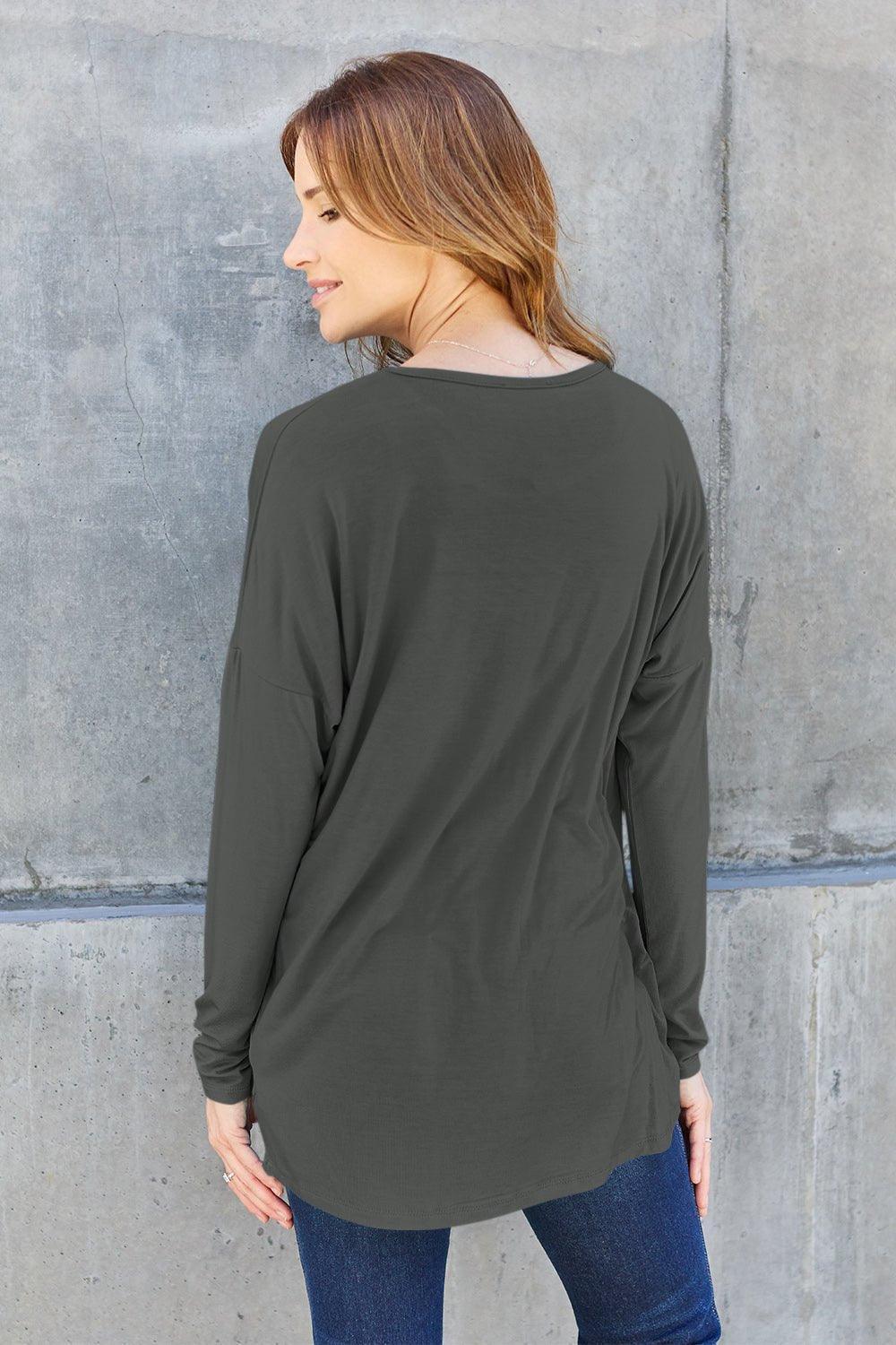 Basic Bae Full Size Round Neck Dropped Shoulder T - Shirt - Admiresty