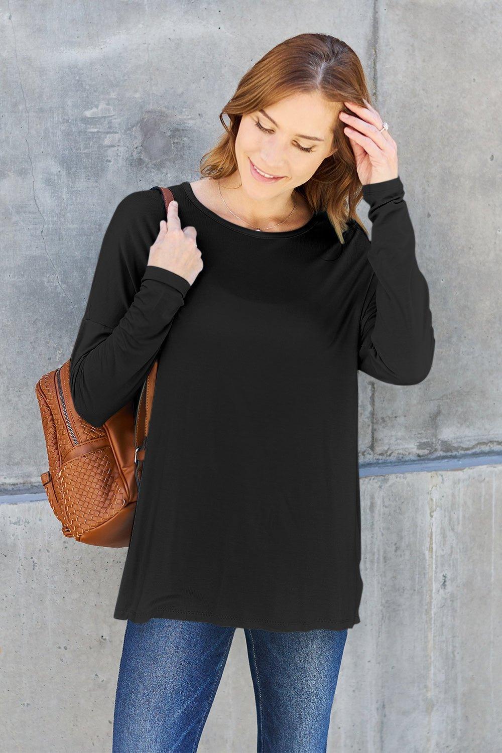 Basic Bae Full Size Round Neck Dropped Shoulder T - Shirt - Admiresty