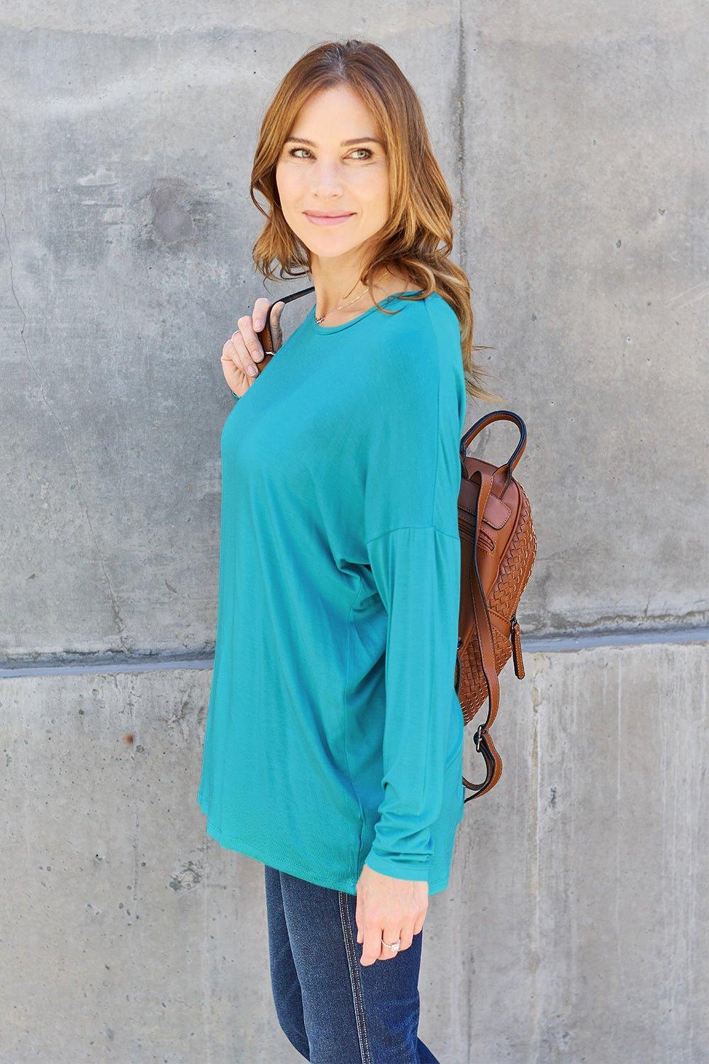 Basic Bae Full Size Round Neck Dropped Shoulder T - Shirt - Admiresty