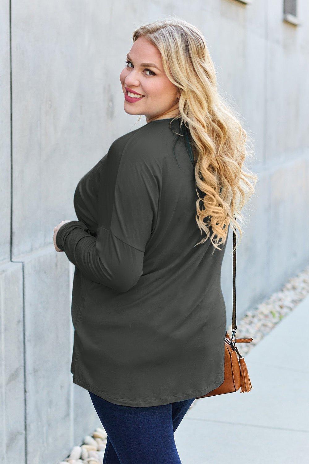 Basic Bae Full Size Round Neck Dropped Shoulder T - Shirt - Admiresty