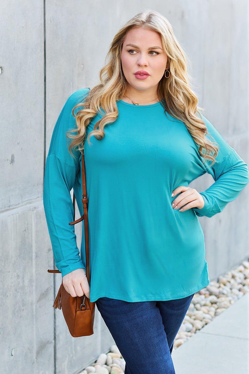 Basic Bae Full Size Round Neck Dropped Shoulder T - Shirt - Admiresty