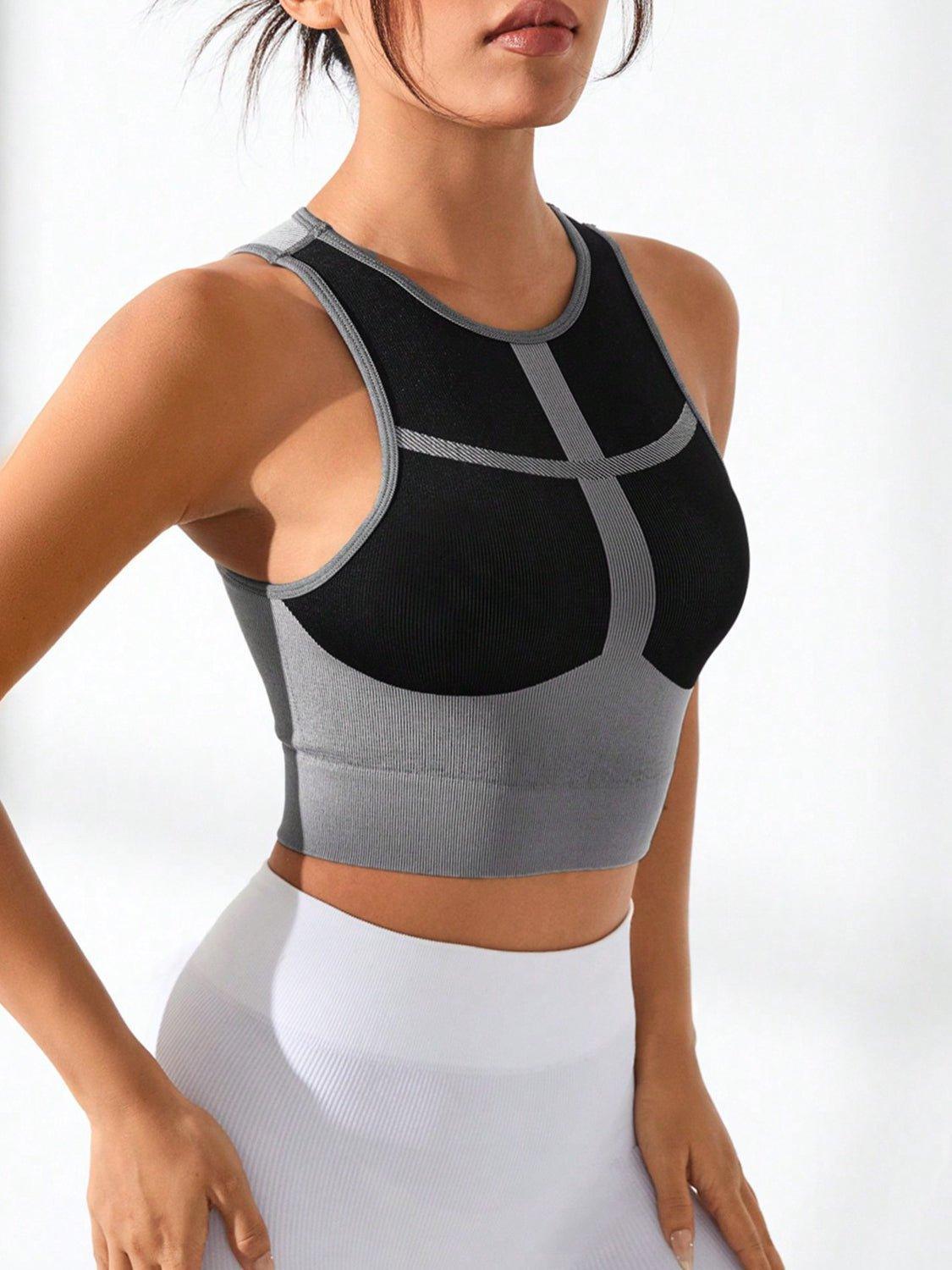Color Block Round Neck Active Tank - Admiresty