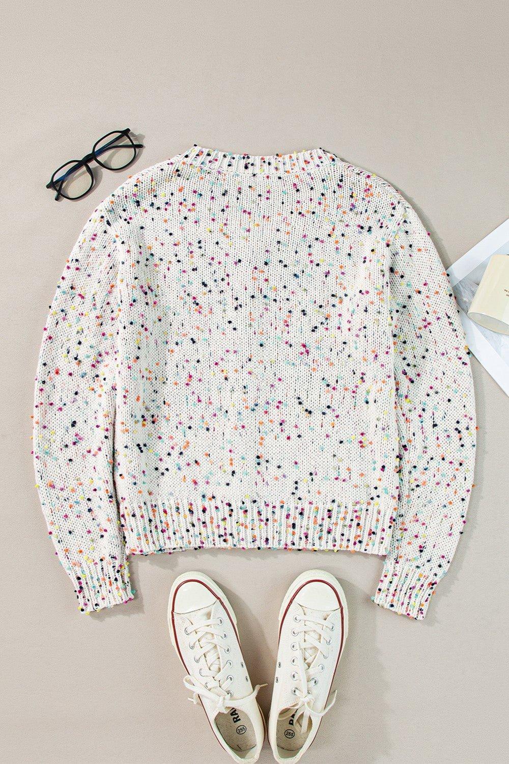 Confetti Button Up Long Sleeve Cardigan - Admiresty