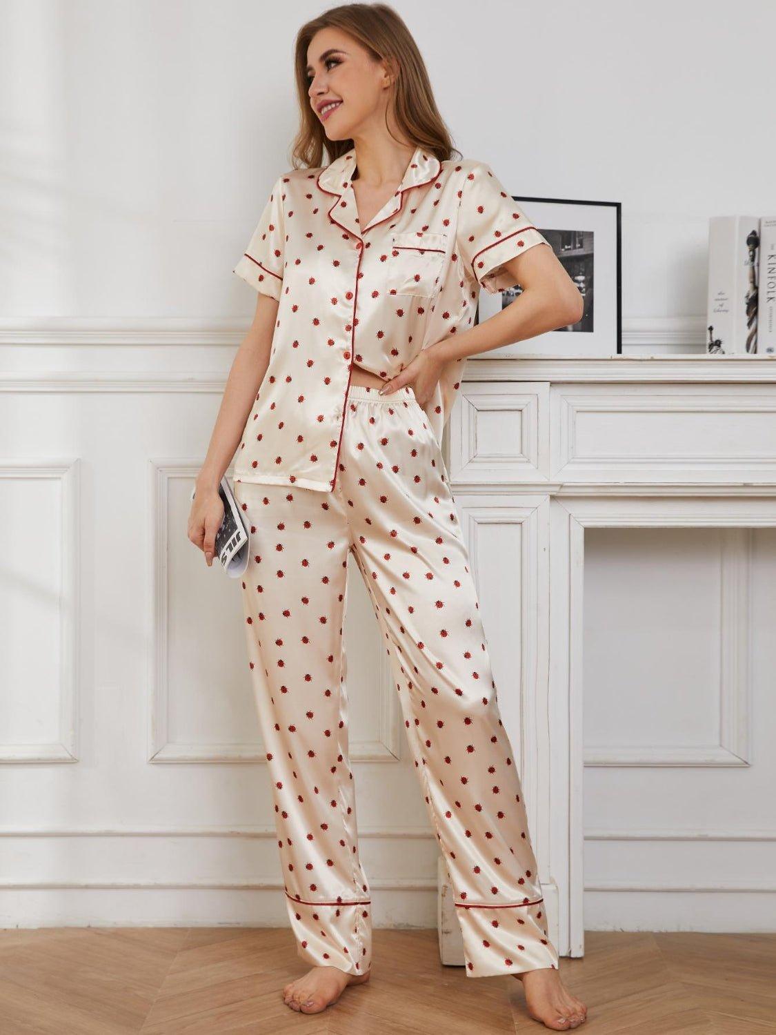Contrast Piping Pocketed Top and Pants Lounge Set - Admiresty