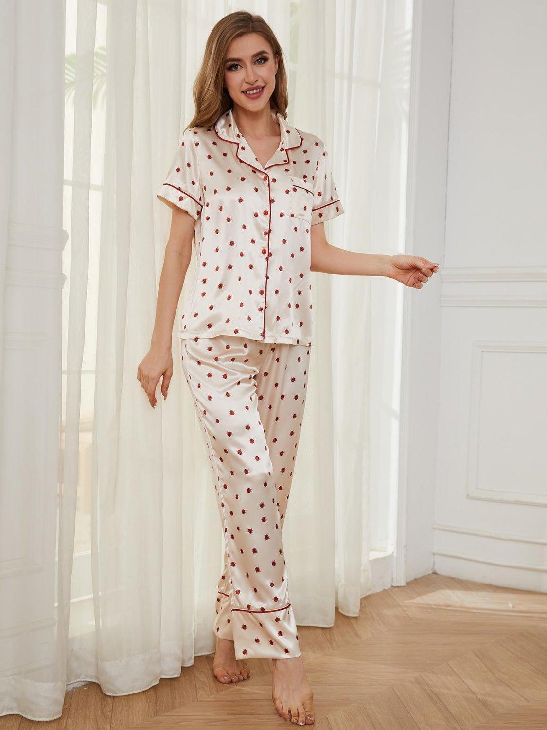 Contrast Piping Pocketed Top and Pants Lounge Set - Admiresty