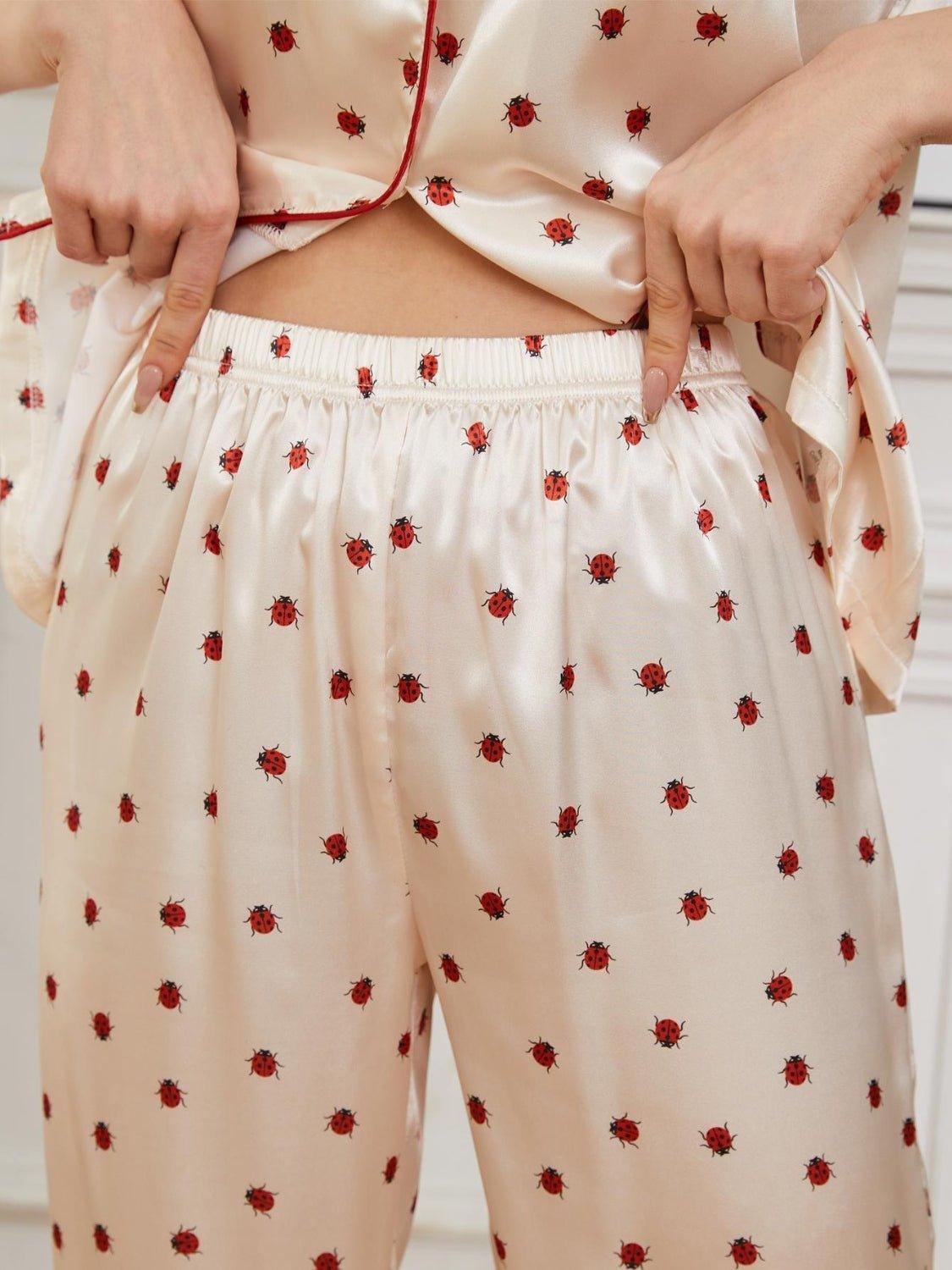 Contrast Piping Pocketed Top and Pants Lounge Set - Admiresty