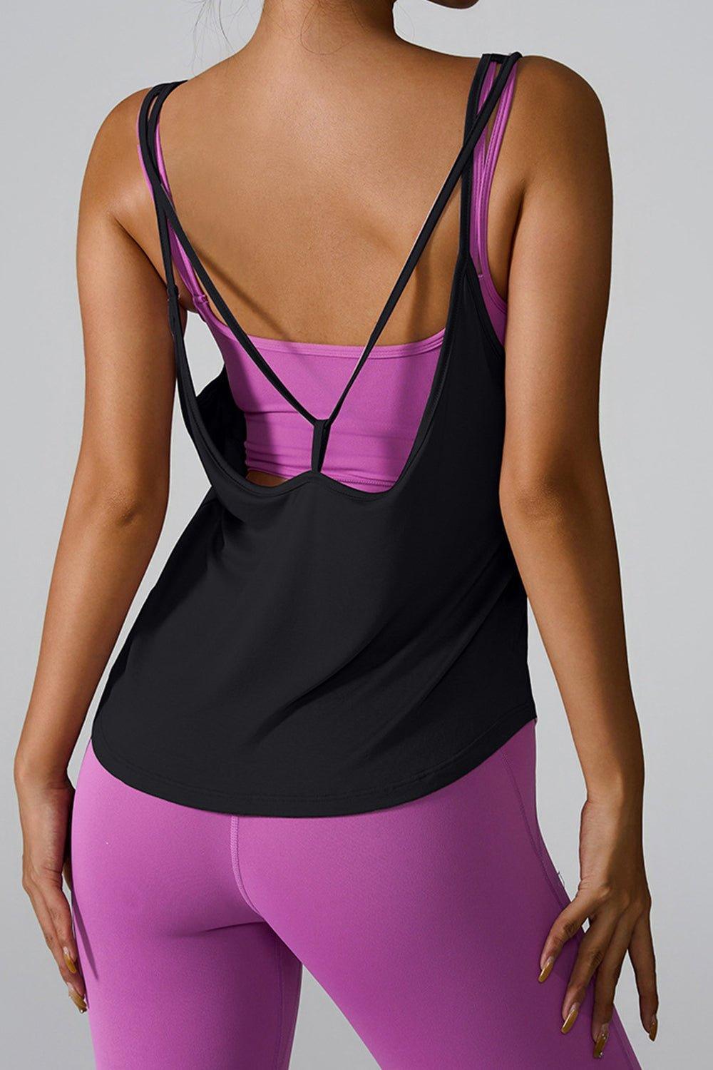 Crisscross Round Neck Active Tank - Admiresty