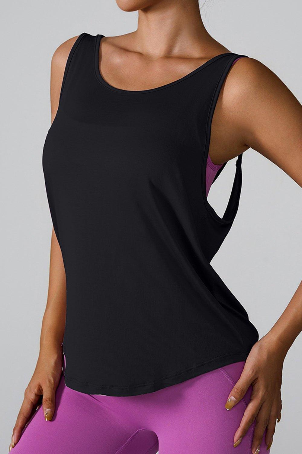 Crisscross Round Neck Active Tank - Admiresty
