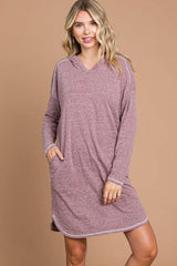 Culture Code Full Size Hooded Long Sleeve Sweater Dress - Admiresty