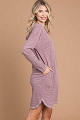 Culture Code Full Size Hooded Long Sleeve Sweater Dress - Admiresty