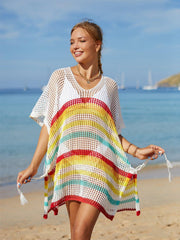 Cutout Striped Cover - Up with Tassel - Admiresty