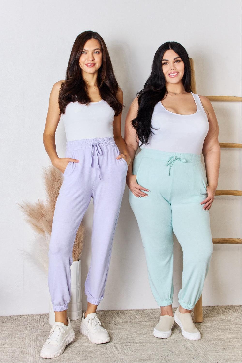 RISEN Full Size Drawstring Ultra Soft Knit Joggers